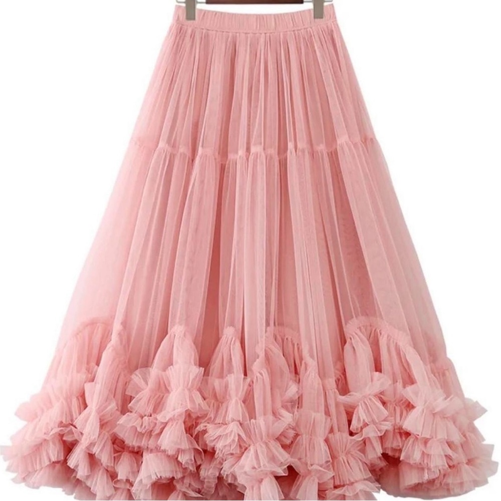 Chiffon skirt with Boxed Ruffled Trim, One size